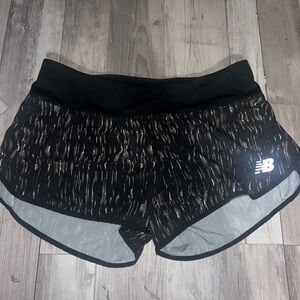 New Balance Women's Black and Silver Athletic Shorts